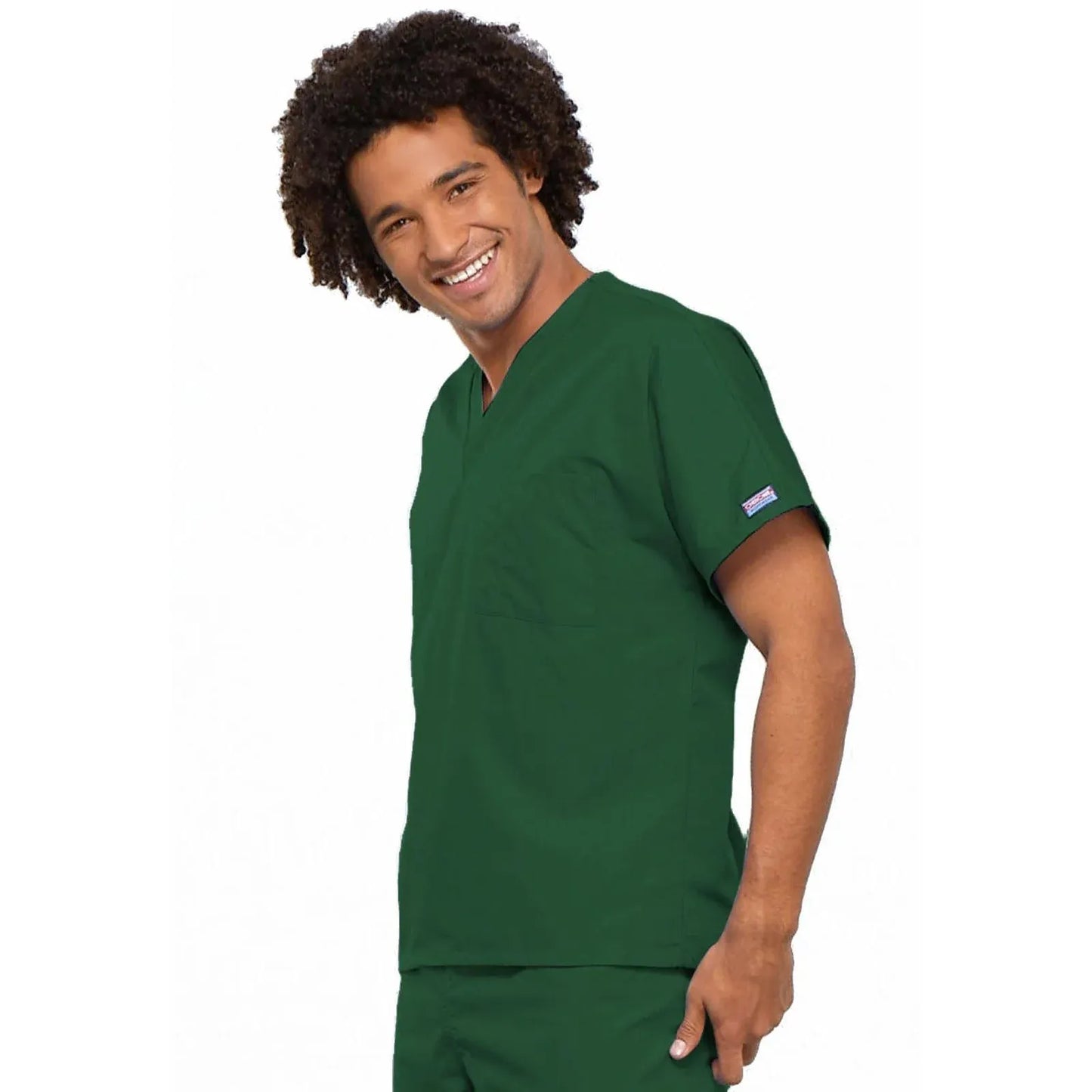 Cherokee Workwear 4777 Scrubs Top Unisex V-Neck Tunic Hunter Green