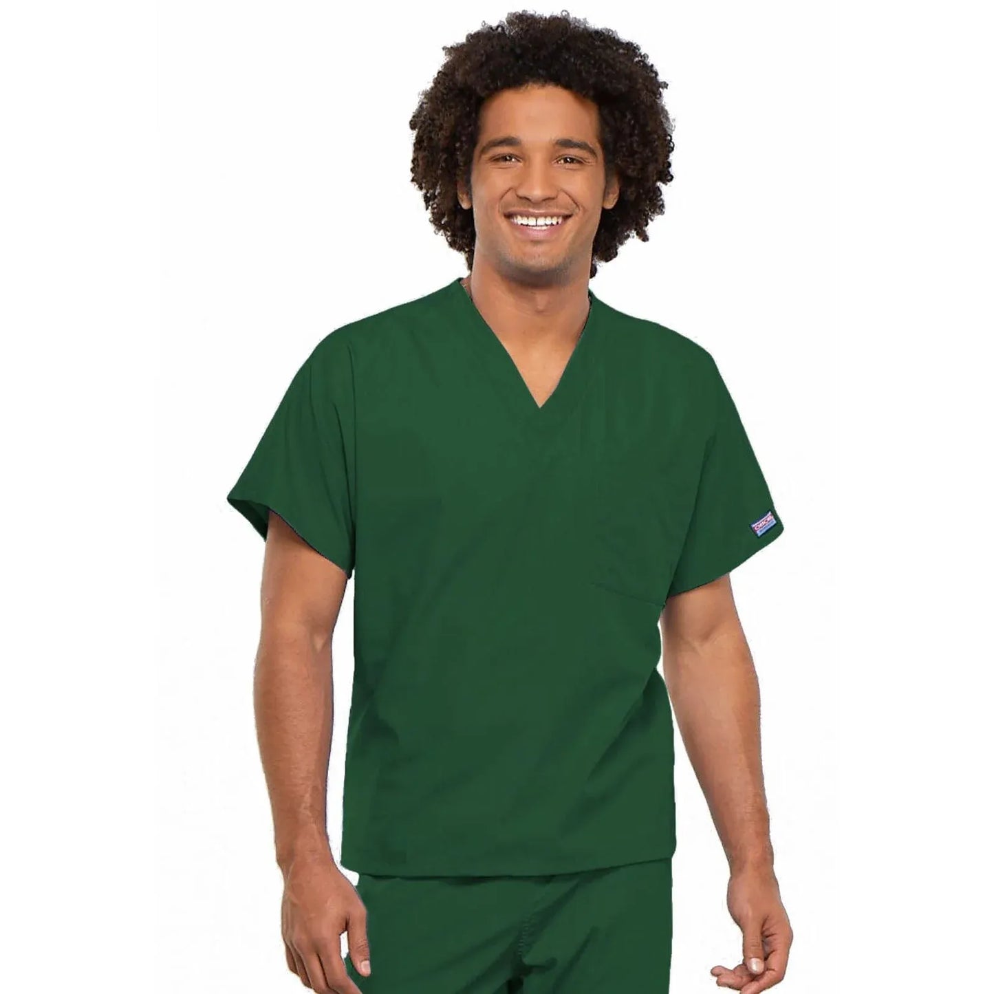 Cherokee Workwear 4777 Scrubs Top Unisex V-Neck Tunic Hunter Green