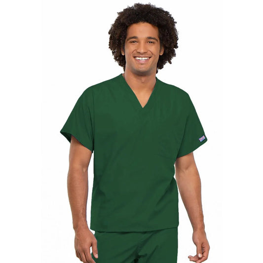 Cherokee Workwear 4777 Scrubs Top Unisex V-Neck Tunic Hunter Green
