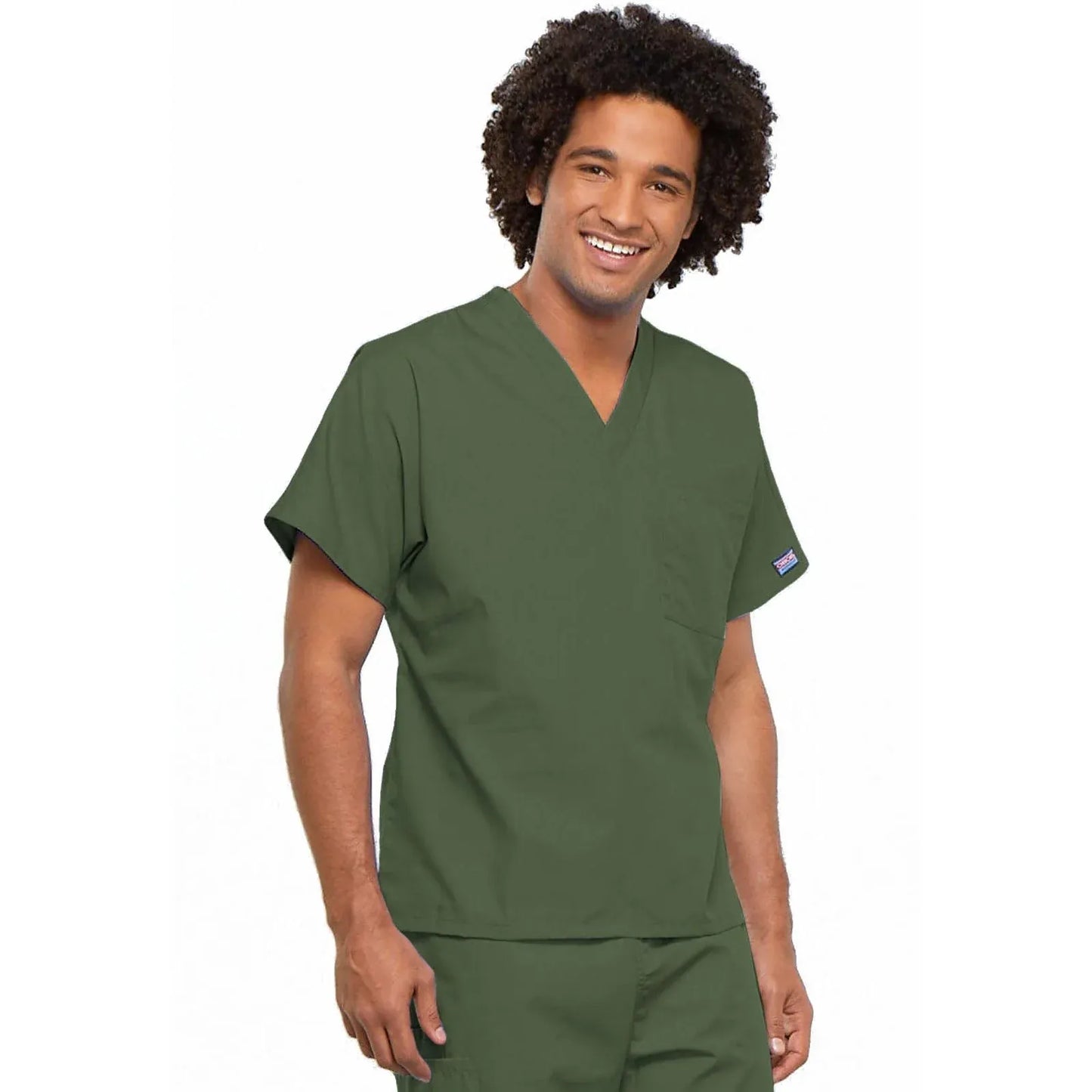 Cherokee Workwear 4777 Scrubs Top Unisex V-Neck Tunic Olive