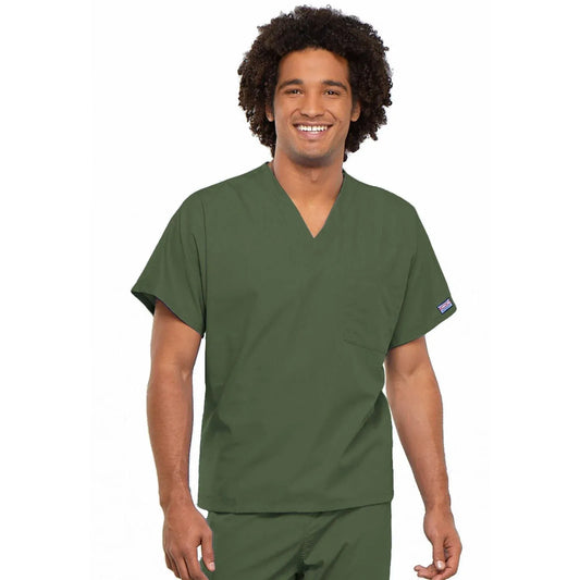 Cherokee Workwear 4777 Scrubs Top Unisex V-Neck Tunic Olive