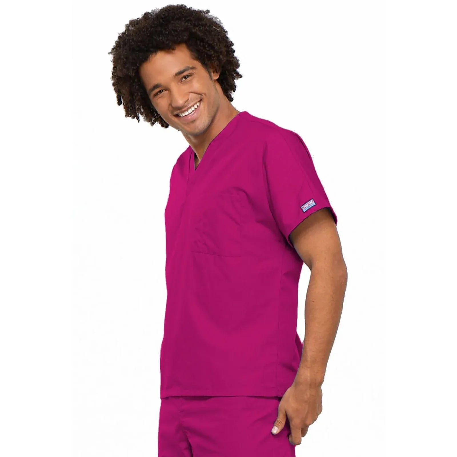 Cherokee Scrubs Top S Cherokee Workwear 4777 Scrubs Top Unisex V-Neck Tunic Raspberry