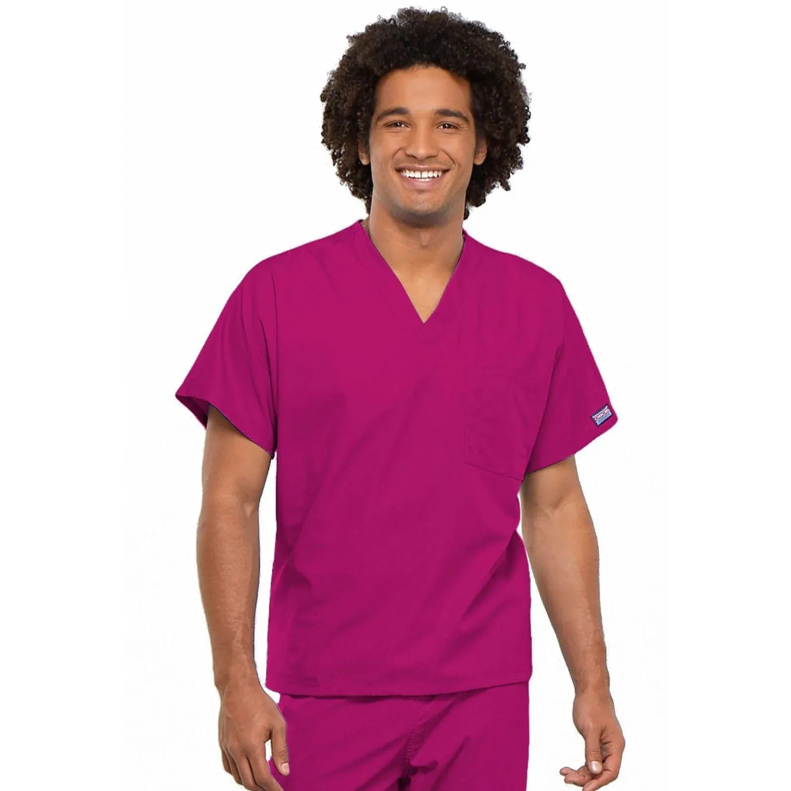 Cherokee Scrubs Top S Cherokee Workwear 4777 Scrubs Top Unisex V-Neck Tunic Raspberry