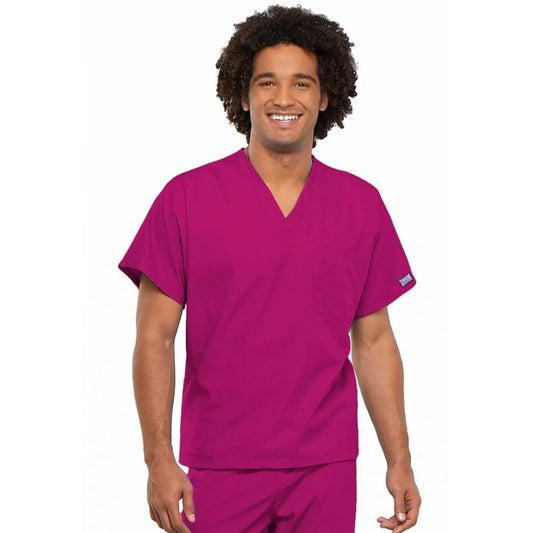Cherokee Scrubs Top S Cherokee Workwear 4777 Scrubs Top Unisex V-Neck Tunic Raspberry
