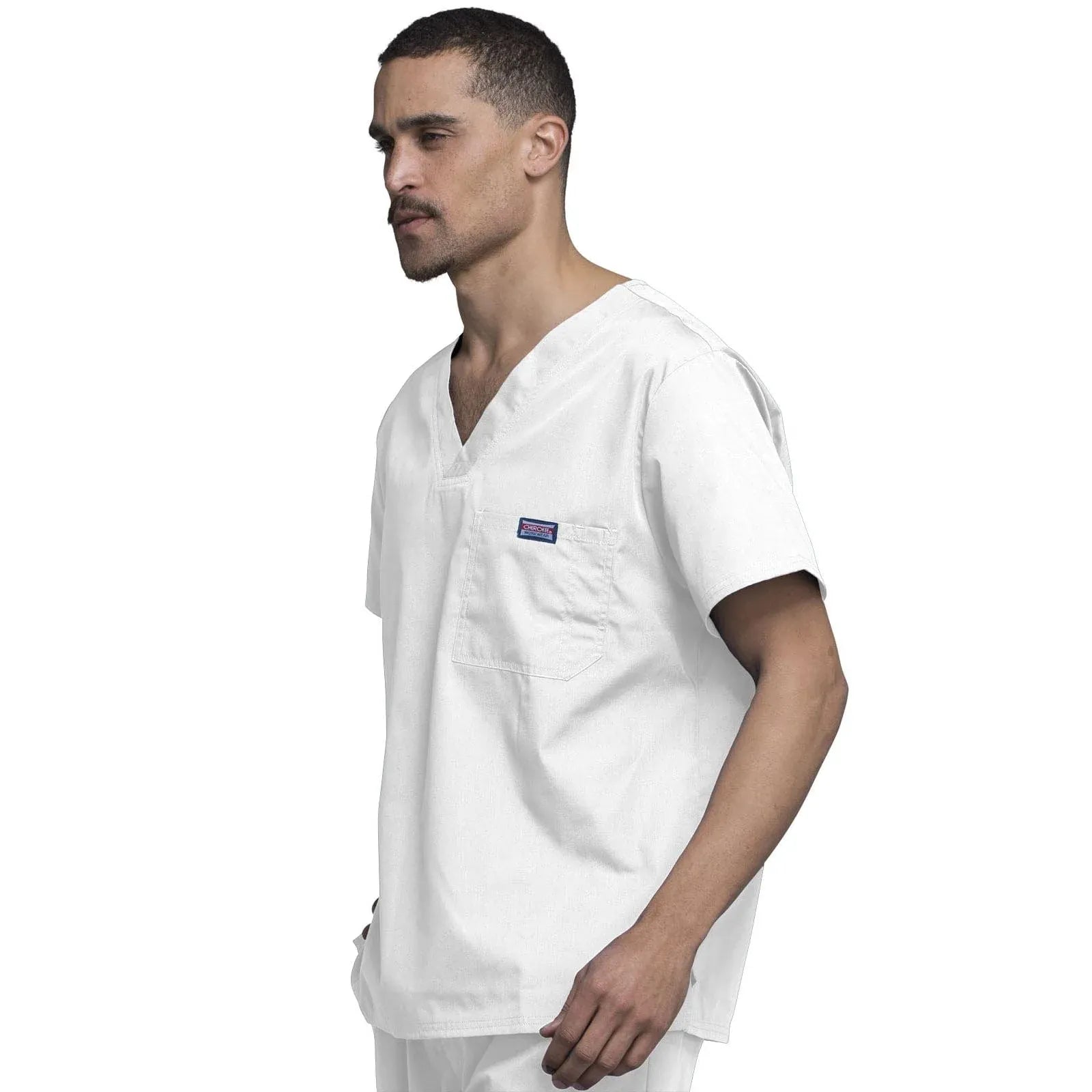 Cherokee Scrubs Top S Cherokee Workwear 4789 Scrubs Top Mens V-Neck White