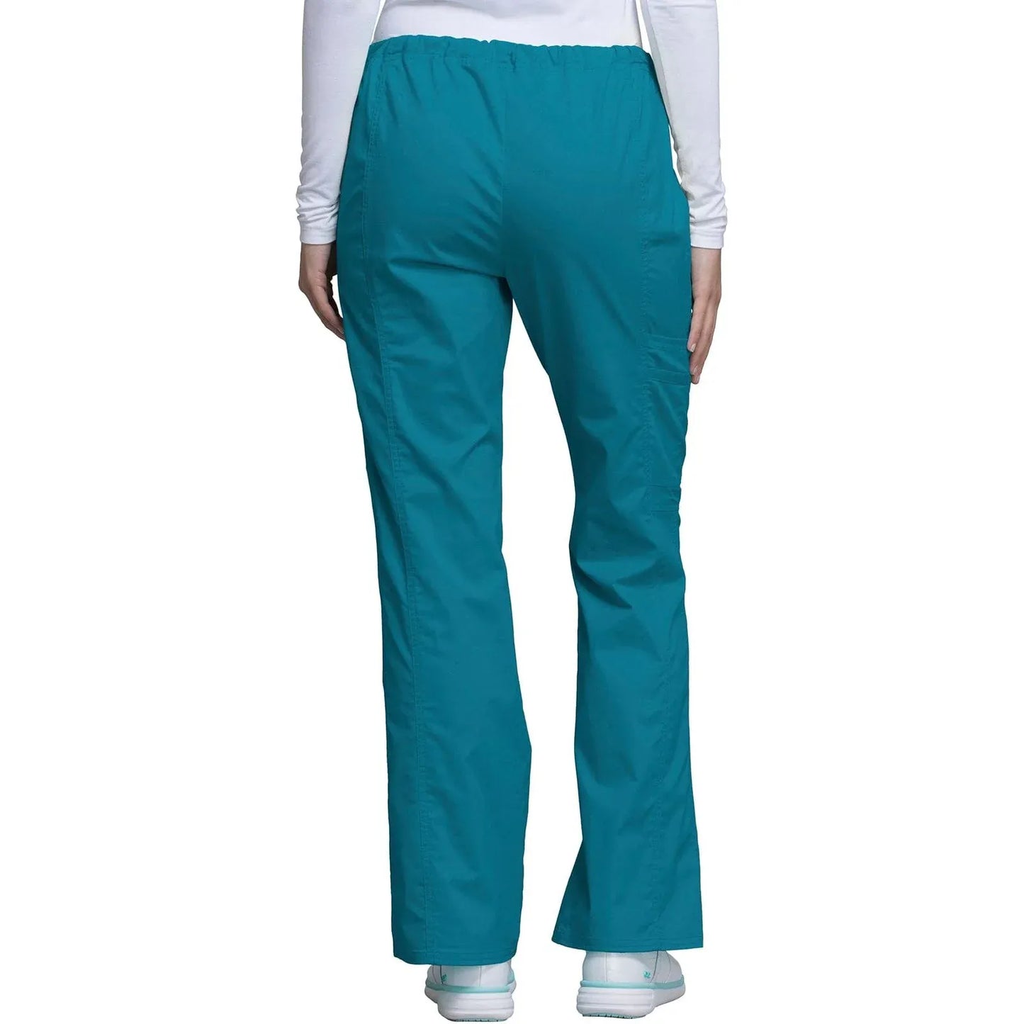 Cherokee Scrubs Pants Cherokee Workwear Core Stretch 4044 Scrubs Pants Womens Mid Rise Drawstring Cargo Caribbean Blue