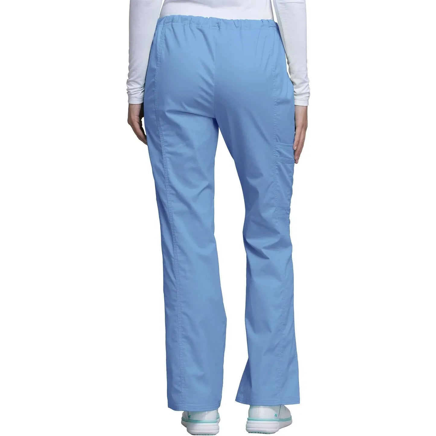 Cherokee Scrubs Pants Cherokee Workwear Core Stretch 4044 Scrubs Pants Womens Mid Rise Drawstring Cargo Ceil Blue
