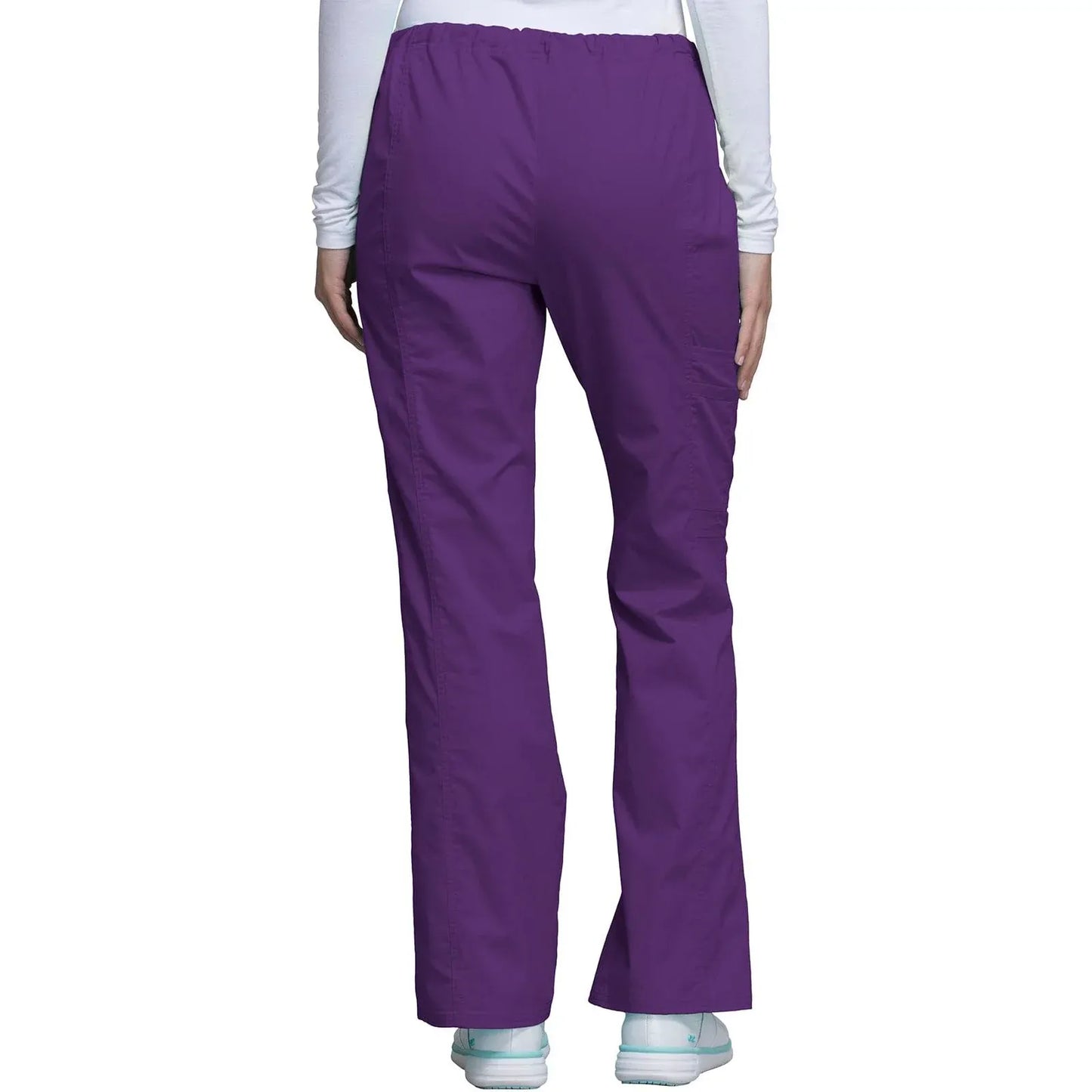 Cherokee Scrubs Pants Cherokee Workwear Core Stretch 4044 Scrubs Pants Womens Mid Rise Drawstring Cargo Eggplant