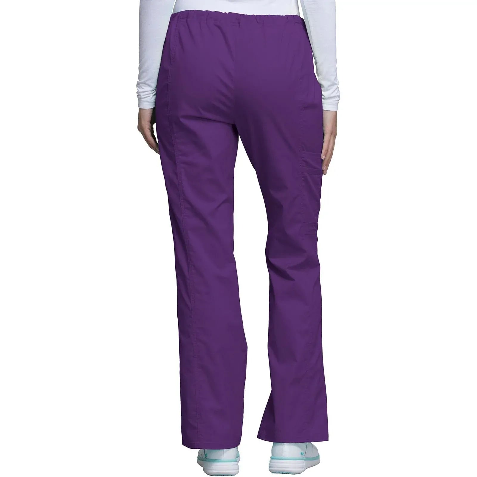 Cherokee Scrubs Pants Cherokee Workwear Core Stretch 4044 Scrubs Pants Womens Mid Rise Drawstring Cargo Eggplant