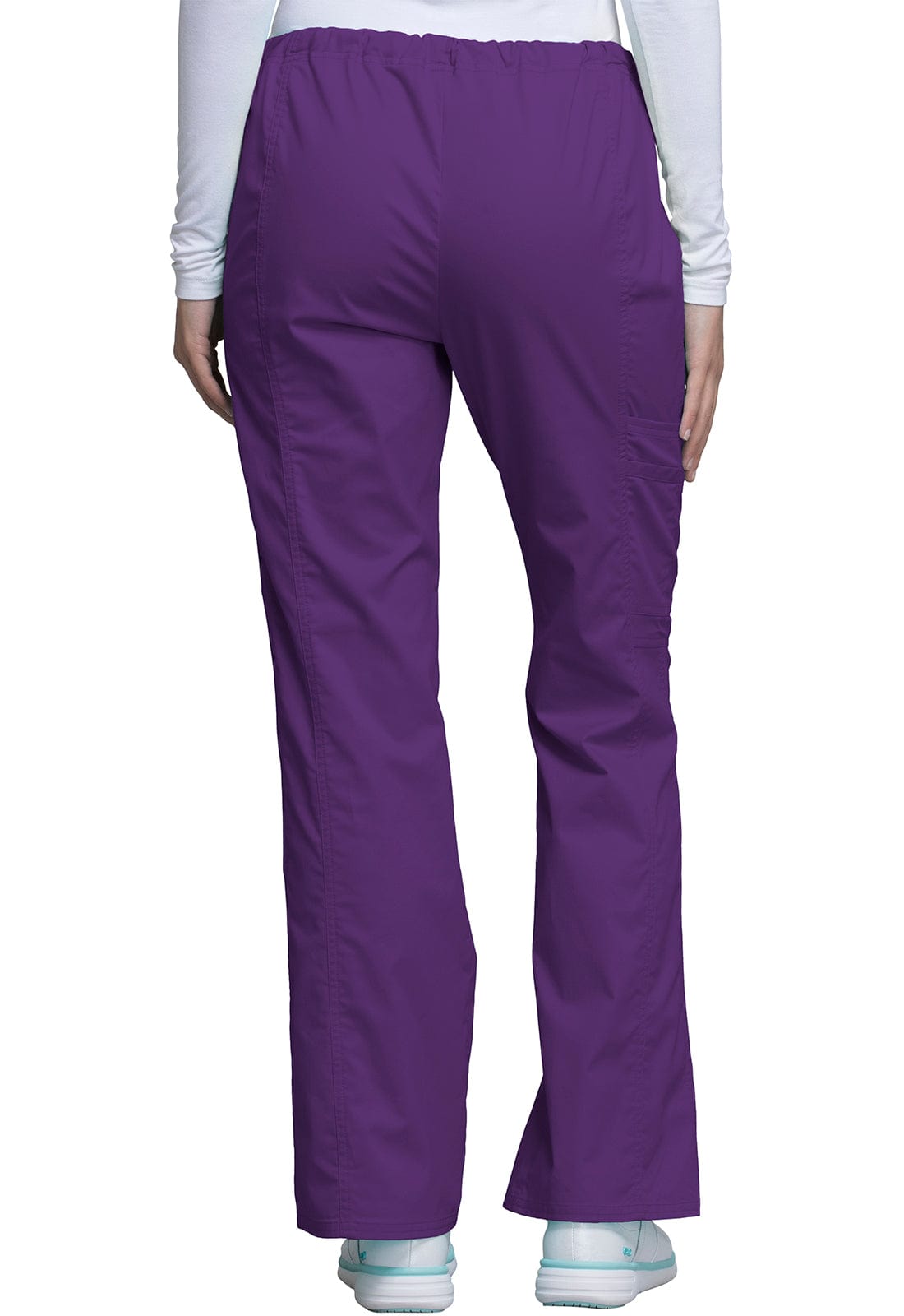 Cherokee Scrubs Pants Cherokee Workwear Core Stretch 4044 Scrubs Pants Womens Mid Rise Drawstring Cargo Eggplant