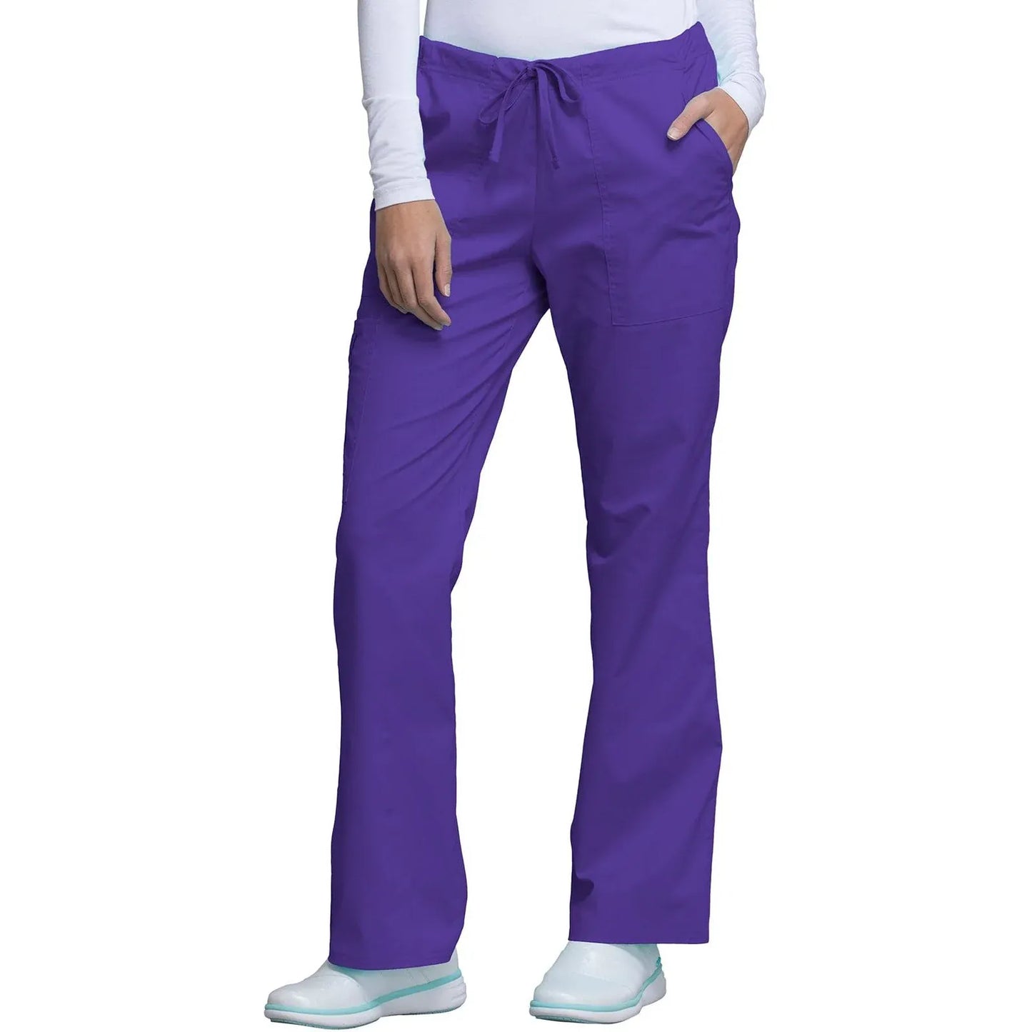 Cherokee Scrubs Pants Cherokee Workwear Core Stretch 4044 Scrubs Pants Womens Mid Rise Drawstring Cargo Grape