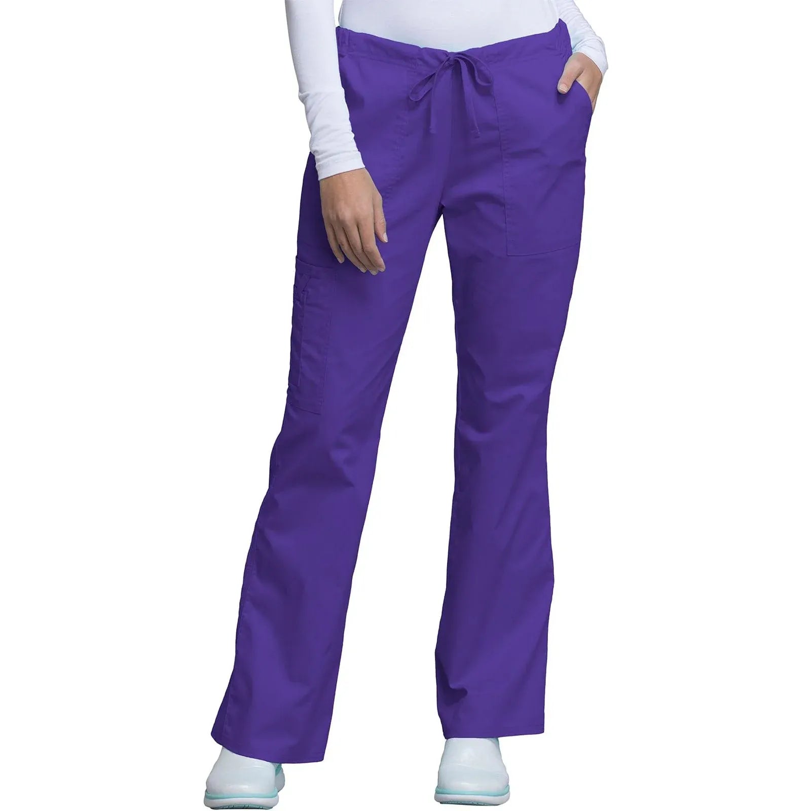 Cherokee Scrubs Pants M / Regular Length Cherokee Workwear Core Stretch 4044 Scrubs Pants Womens Mid Rise Drawstring Cargo Grape