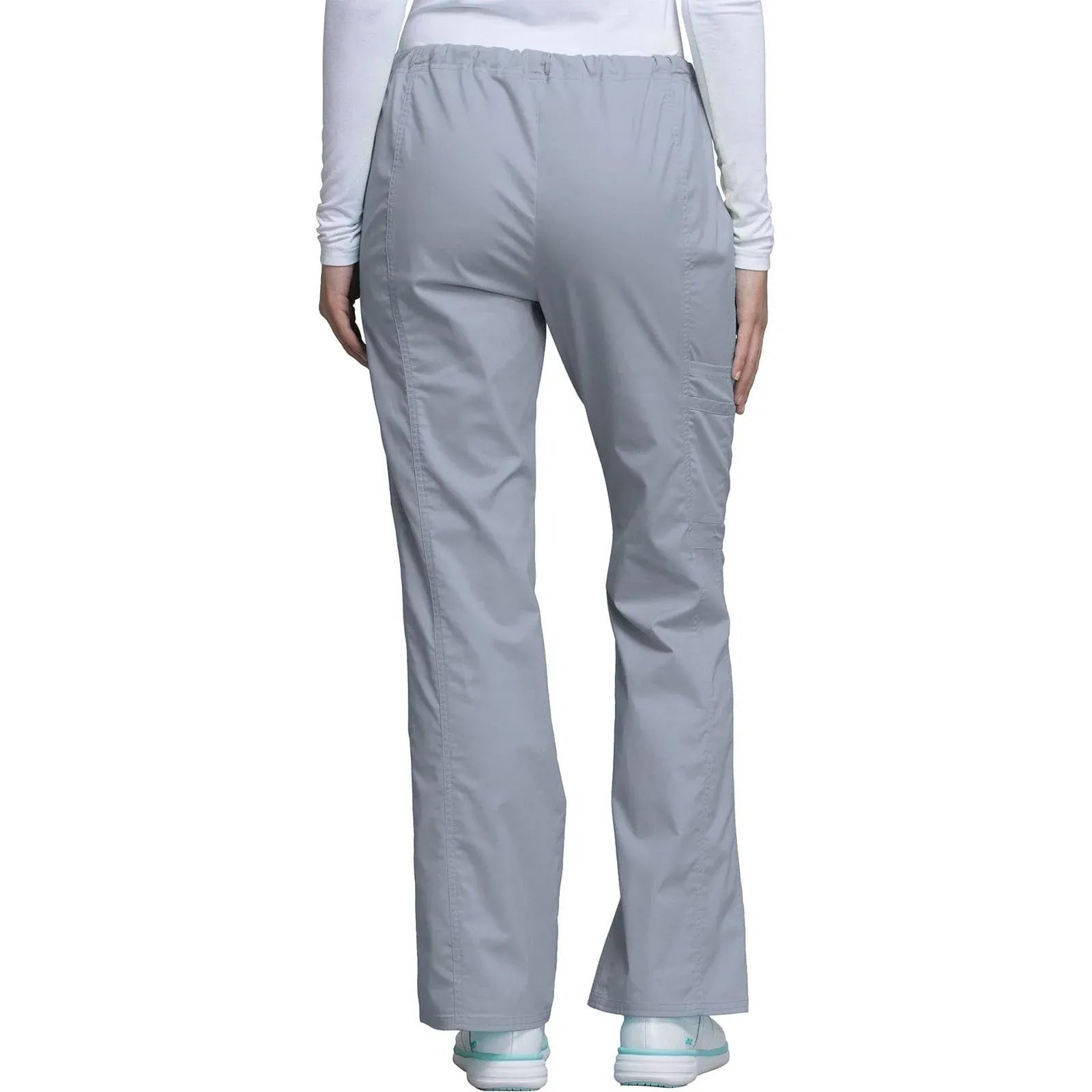 Cherokee Scrubs Pants Cherokee Workwear Core Stretch 4044 Scrubs Pants Womens Mid Rise Drawstring Cargo Grey