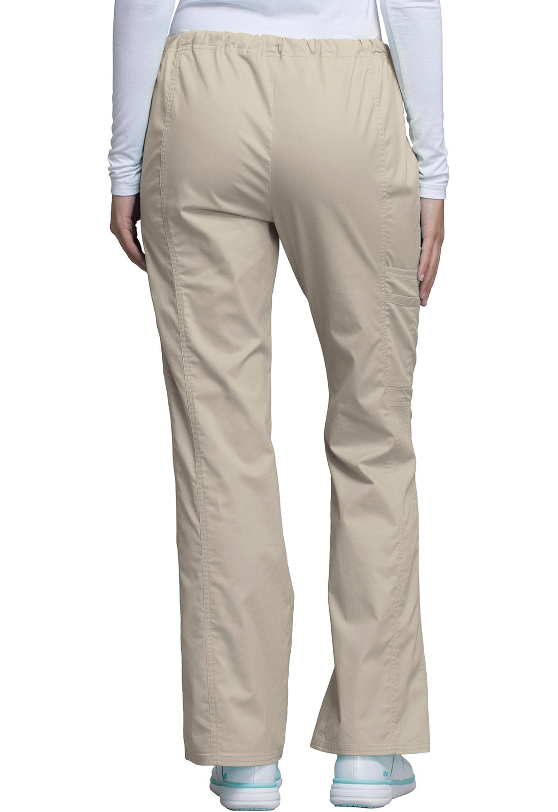 Cherokee Scrubs Pants M / Tall Leg Cherokee Workwear Core Stretch 4044 Scrubs Pants Womens Mid Rise Drawstring Cargo Khaki