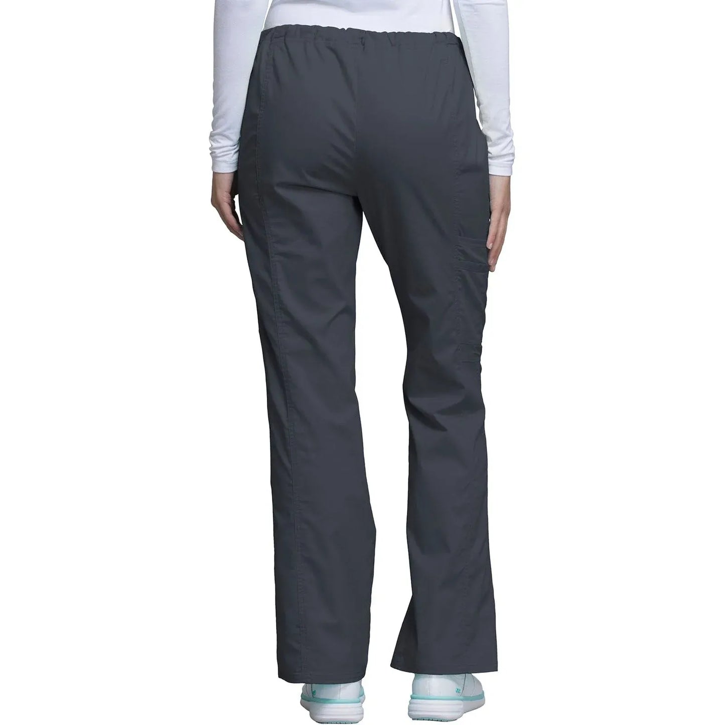 Cherokee Scrubs Pants Cherokee Workwear Core Stretch 4044 Scrubs Pants Womens Mid Rise Drawstring Cargo Pewter