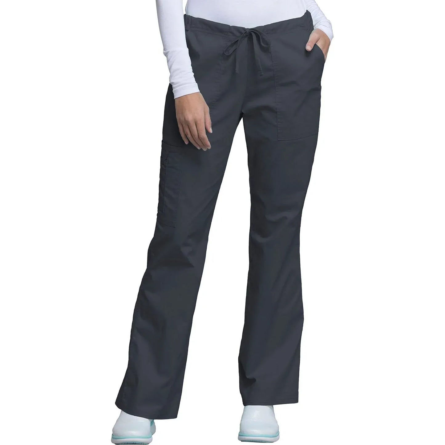 Cherokee Scrubs Pants 2XL / Regular Cherokee Workwear Core Stretch 4044 Scrubs Pants Womens Mid Rise Drawstring Cargo Pewter