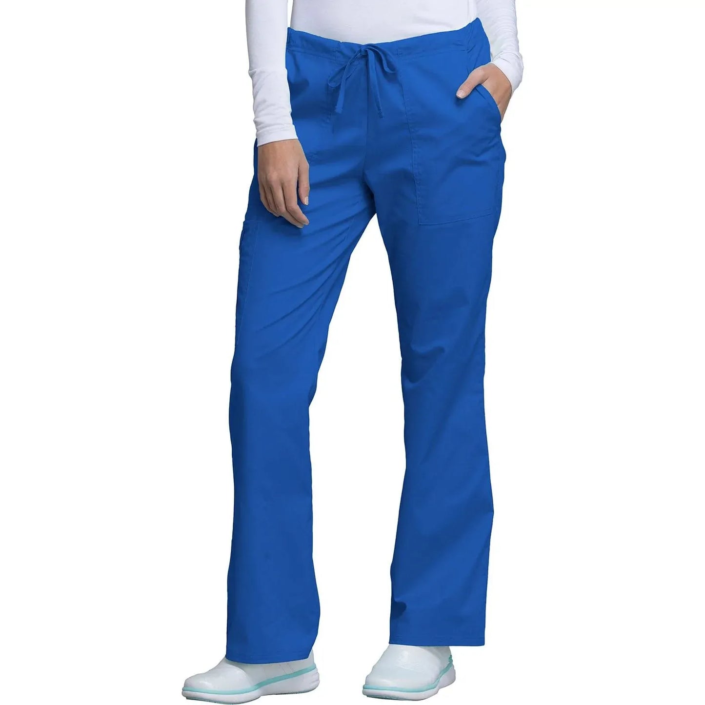 Cherokee Scrubs Pants XXS / Short Leg Cherokee Workwear Core Stretch 4044 Scrubs Pants Womens Mid Rise Drawstring Cargo Royal
