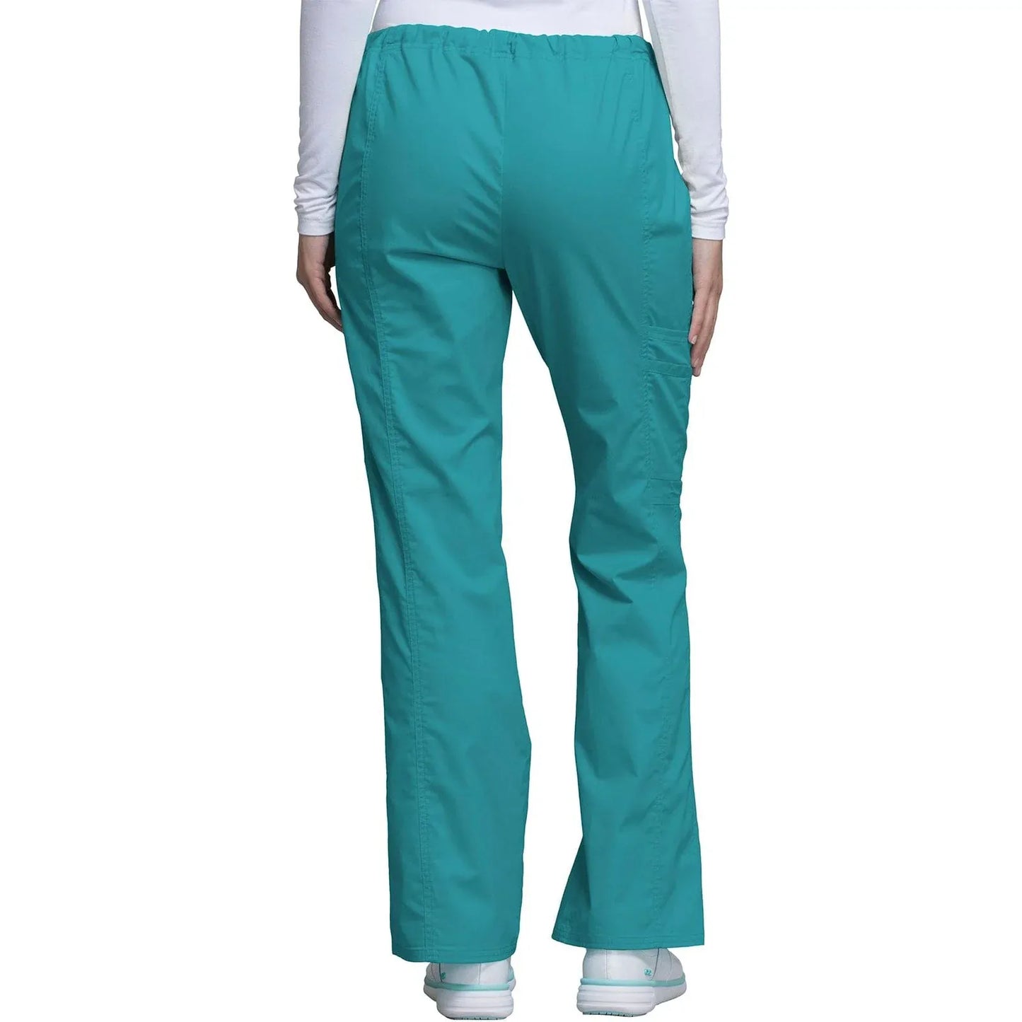 Cherokee Scrubs Pants Cherokee Workwear Core Stretch 4044 Scrubs Pants Womens Mid Rise Drawstring Cargo Teal Blue