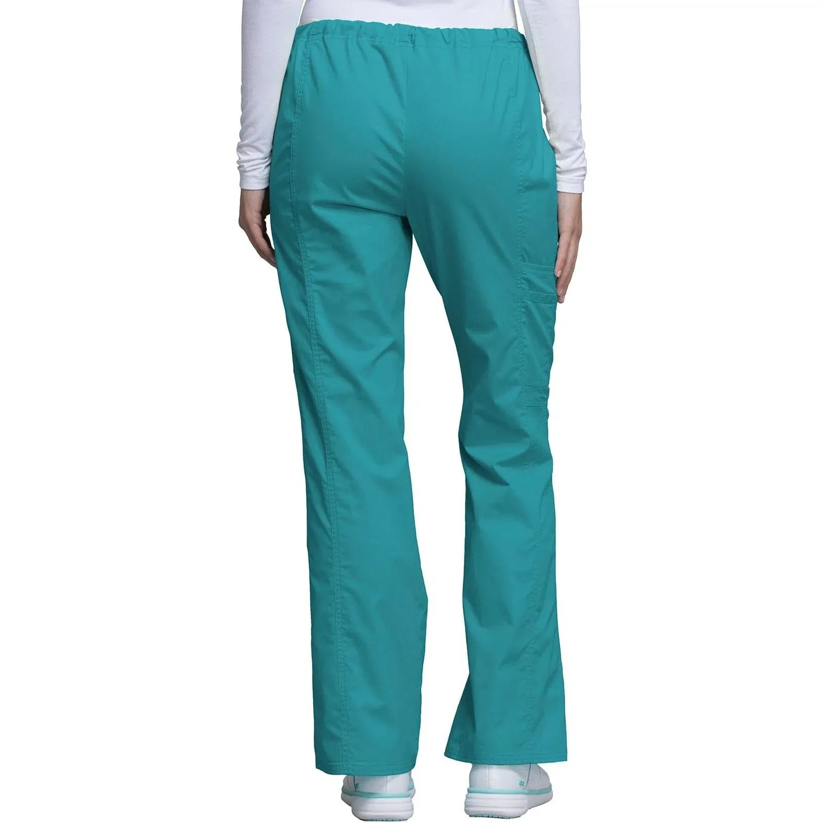 Cherokee Scrubs Pants Cherokee Workwear Core Stretch 4044 Scrubs Pants Womens Mid Rise Drawstring Cargo Teal Blue
