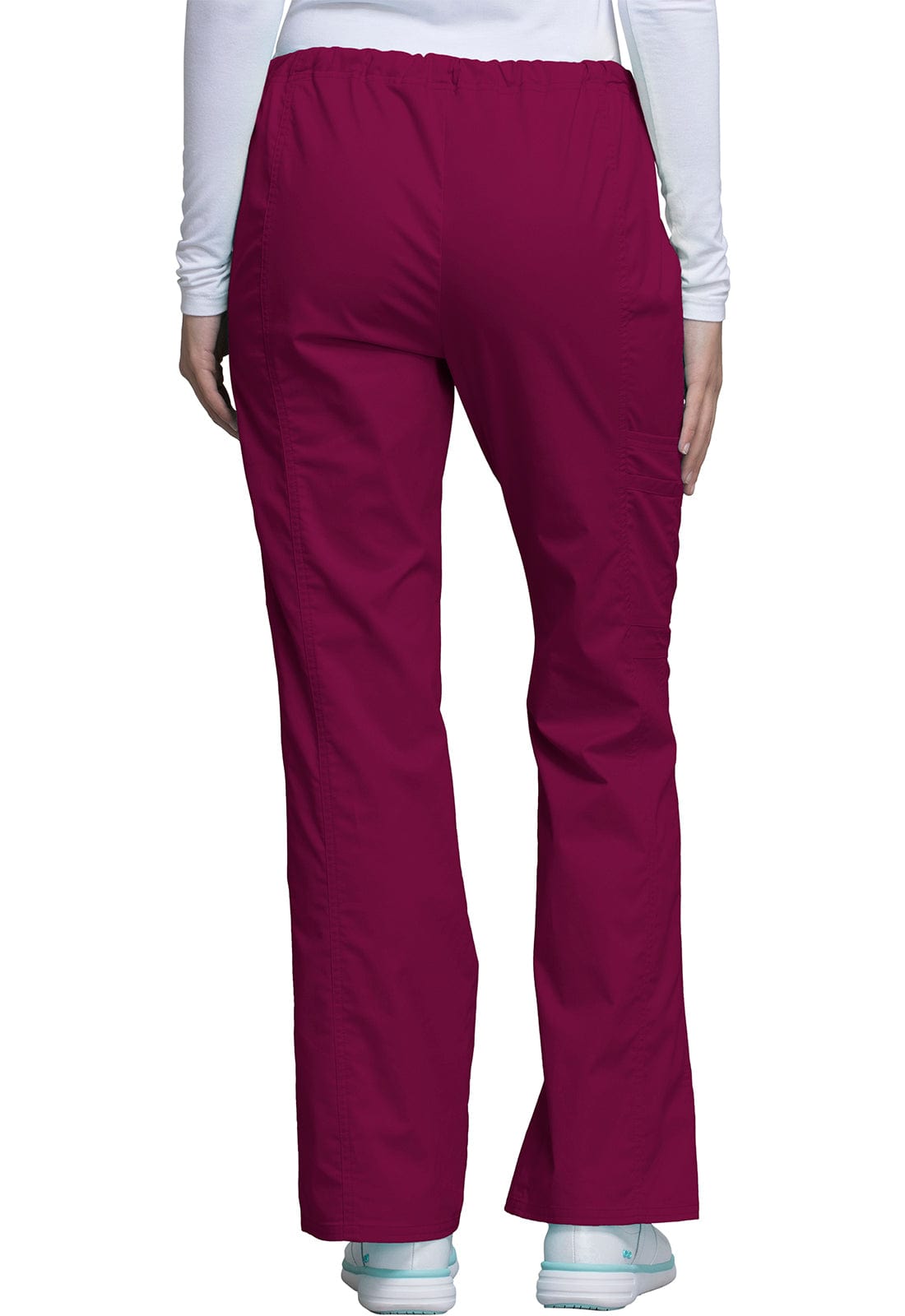 Cherokee Scrubs Pants Cherokee Workwear Core Stretch 4044 Scrubs Pants Womens Mid Rise Drawstring Cargo Wine