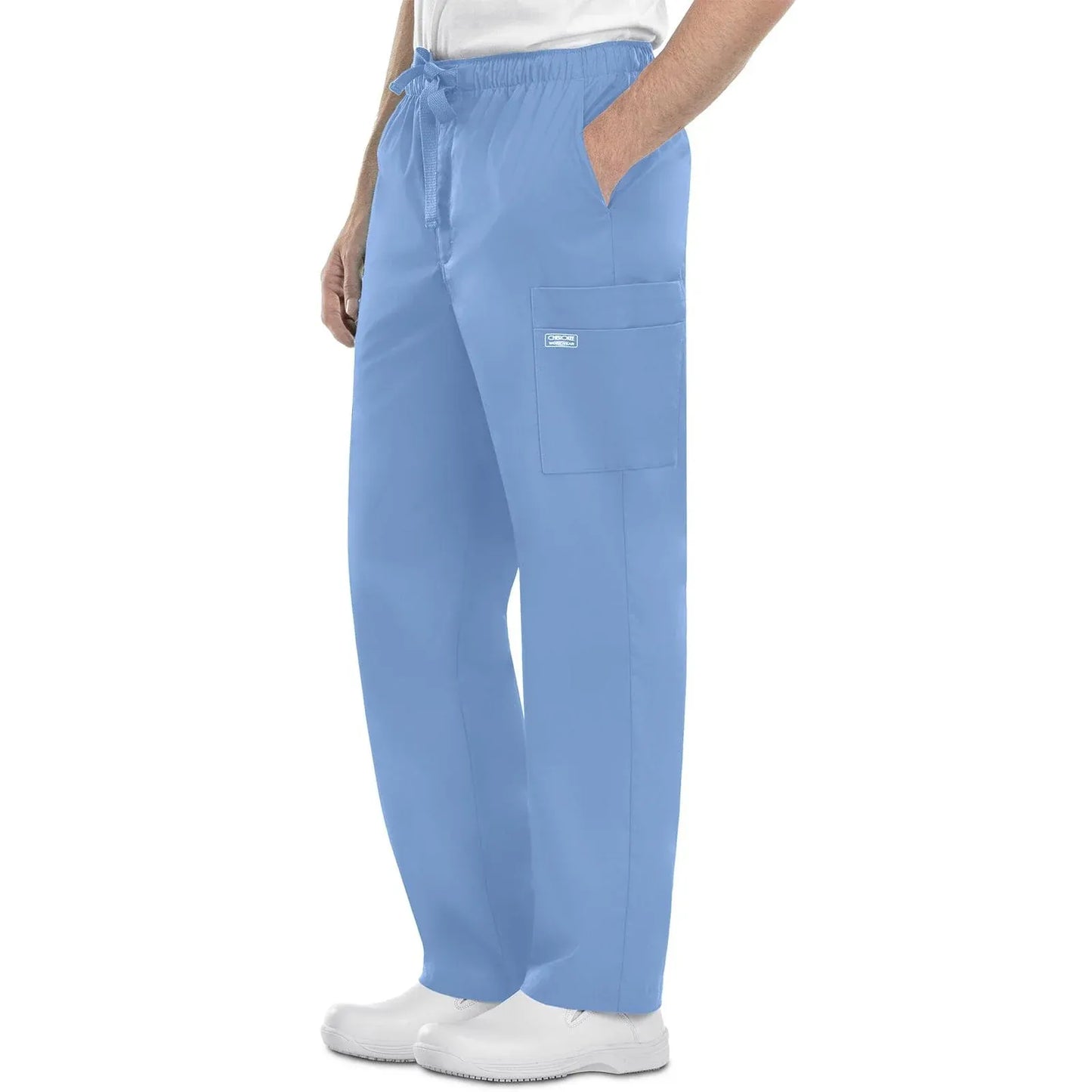 Cherokee Scrubs Pants XS Cherokee Workwear Core Stretch 4243 Scrubs Pants Mens Drawstring Ciel Blue