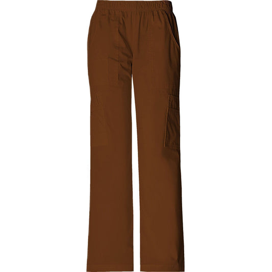 Cherokee Workwear Pant WW Core Stretch Mid Rise Pull-On Pant Cargo Pant Chocolate