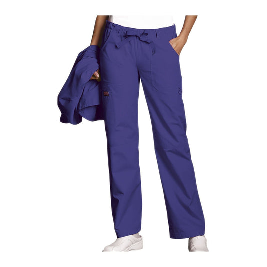 Cherokee Workwear 4020 Scrubs Pants Women's Low Rise Drawstring Cargo Grape