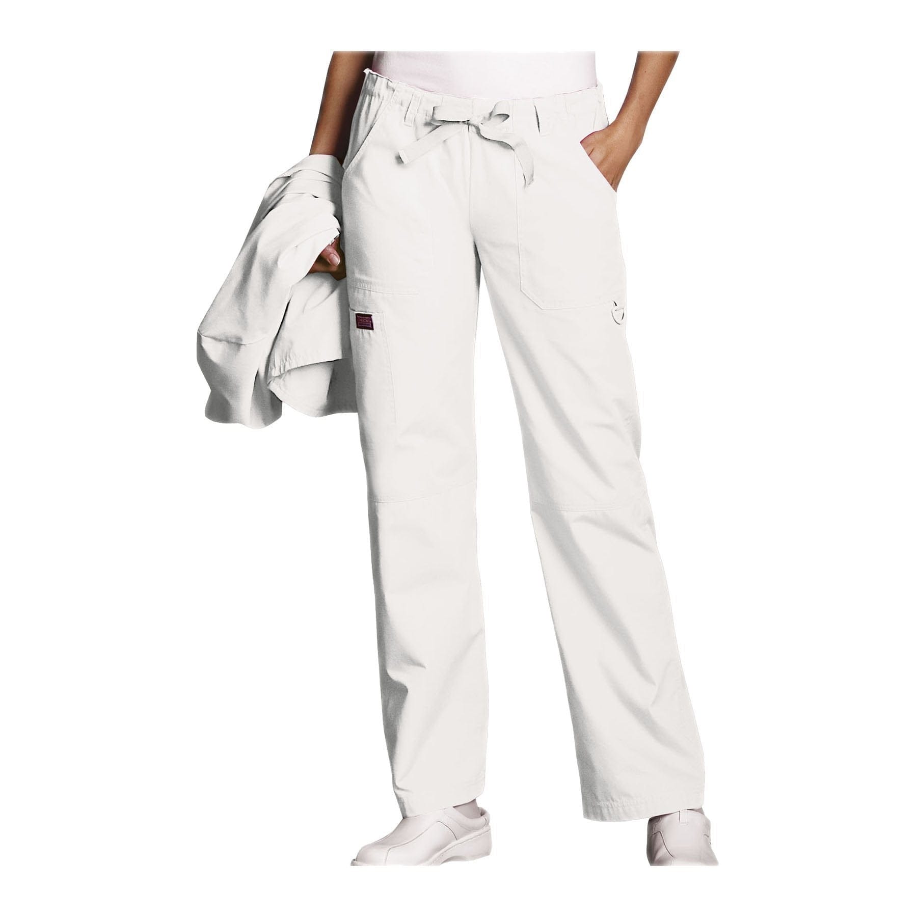 Cherokee Pant Cherokee Workwear Pant WW Low Rise Drawstring Cargo Pant White