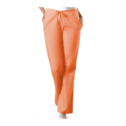 Cherokee Workwear Pant WW Natural Rise Flare Leg Drawstring Pant Orange Sorbet