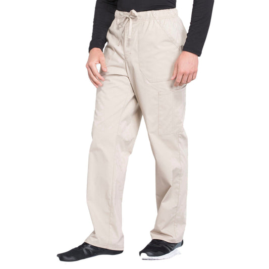 Cherokee Scrubs Pants 3XL / Regular Length Cherokee Workwear Professionals WW190 Scrubs Pants Mens Tapered Leg Drawstring Cargo Khaki