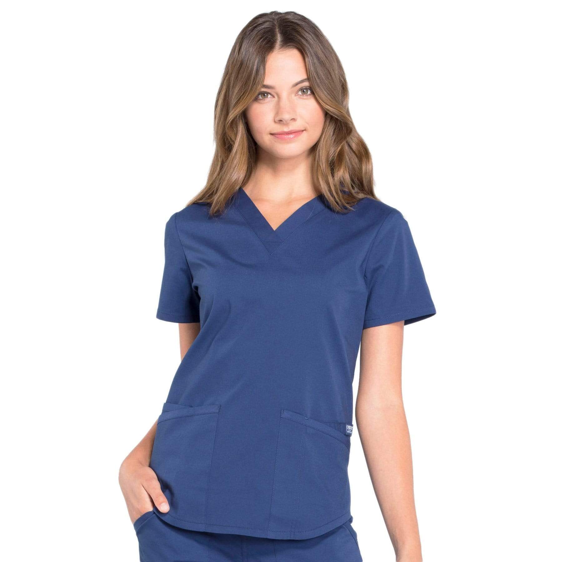 Cherokee Scrubs Top Cherokee Workwear Professionals WW665 Scrubs Top Women's V-Neck Navy