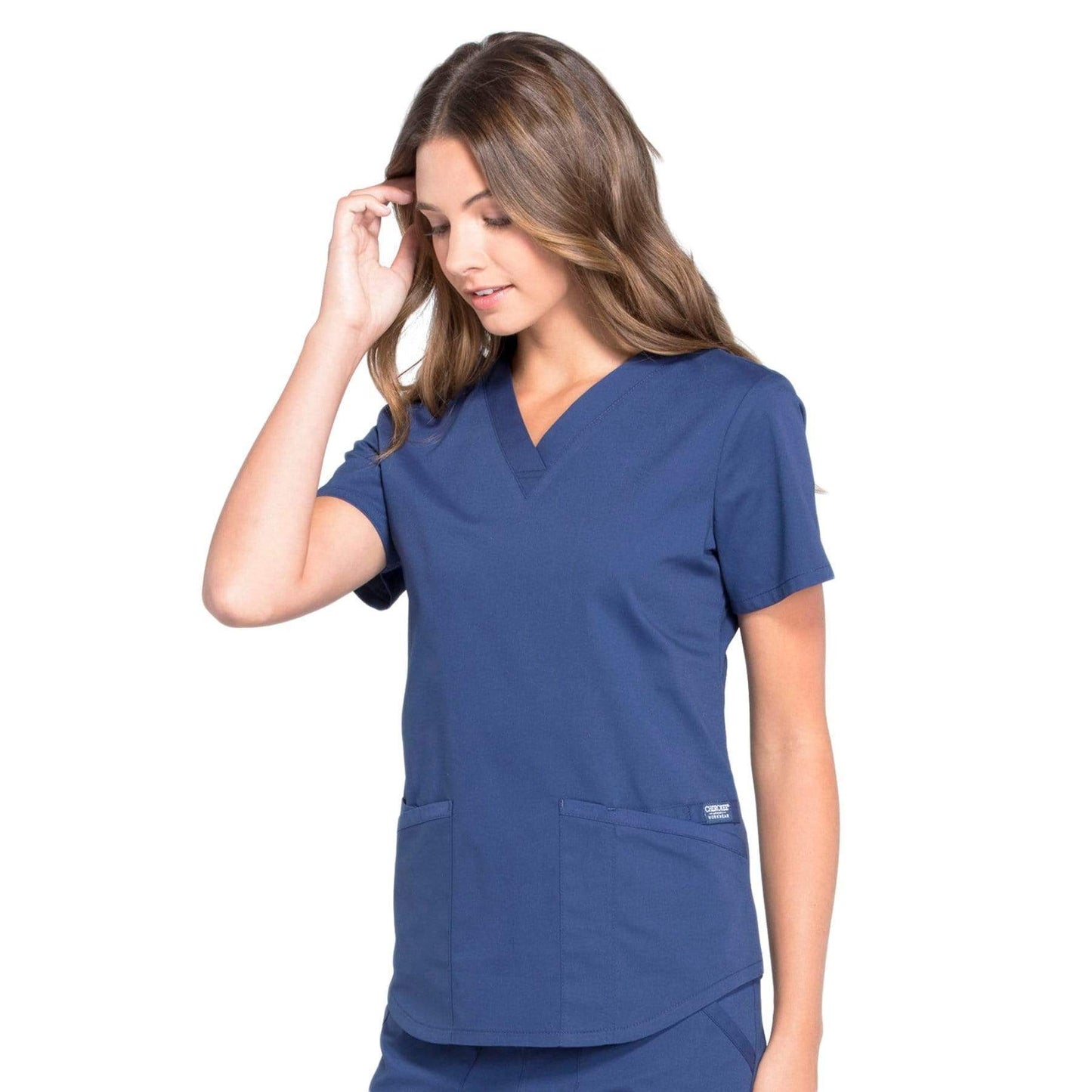 Cherokee Scrubs Top Cherokee Workwear Professionals WW665 Scrubs Top Women's V-Neck Navy