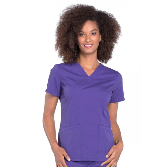 Cherokee Scrubs Top XS Cherokee Workwear Professionals WW665 Scrubs Top Womens V-Neck Grape