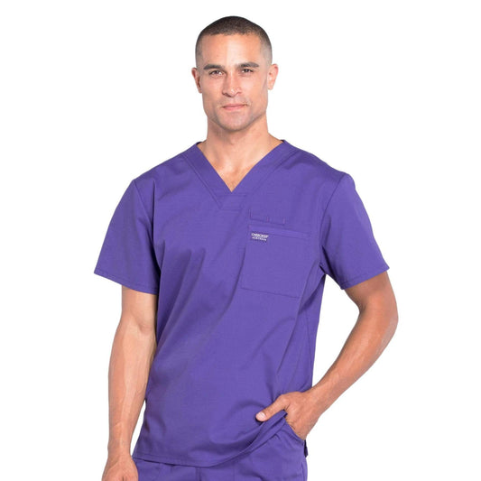 Cherokee Workwear Professionals WW675 Scrubs Top Men's V-Neck Grape