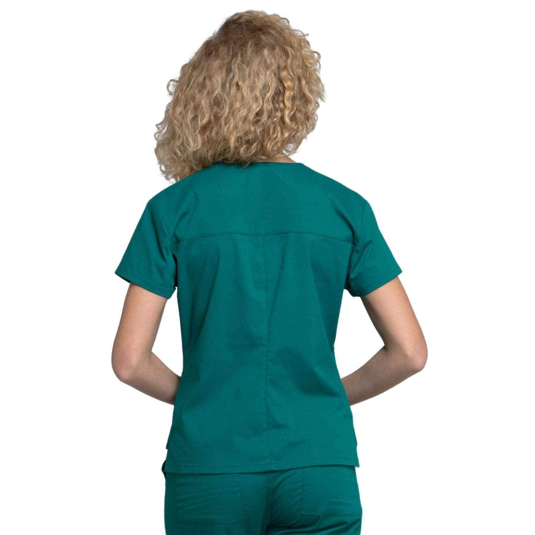 Cherokee Scrubs Top Cherokee Workwear Professionals WW705 Scrubs Top Women's Mock Wrap Hunter Green