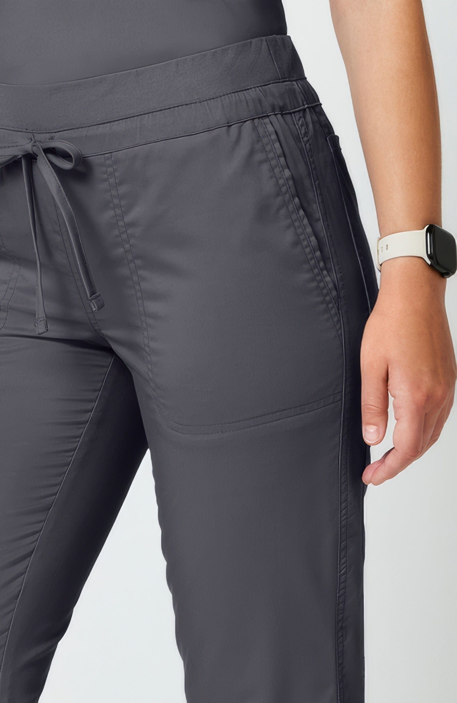 Cherokee Workwear Revolution WW105 Scrubs Pants Women's Mid Rise Tapered Leg Drawstring Pewter - Pewter
