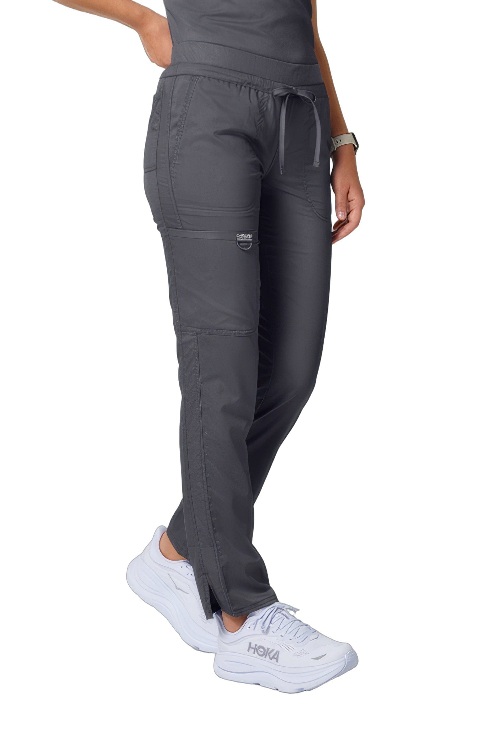 Cherokee Workwear Revolution WW105 Scrubs Pants Women's Mid Rise Tapered Leg Drawstring Pewter - Pewter