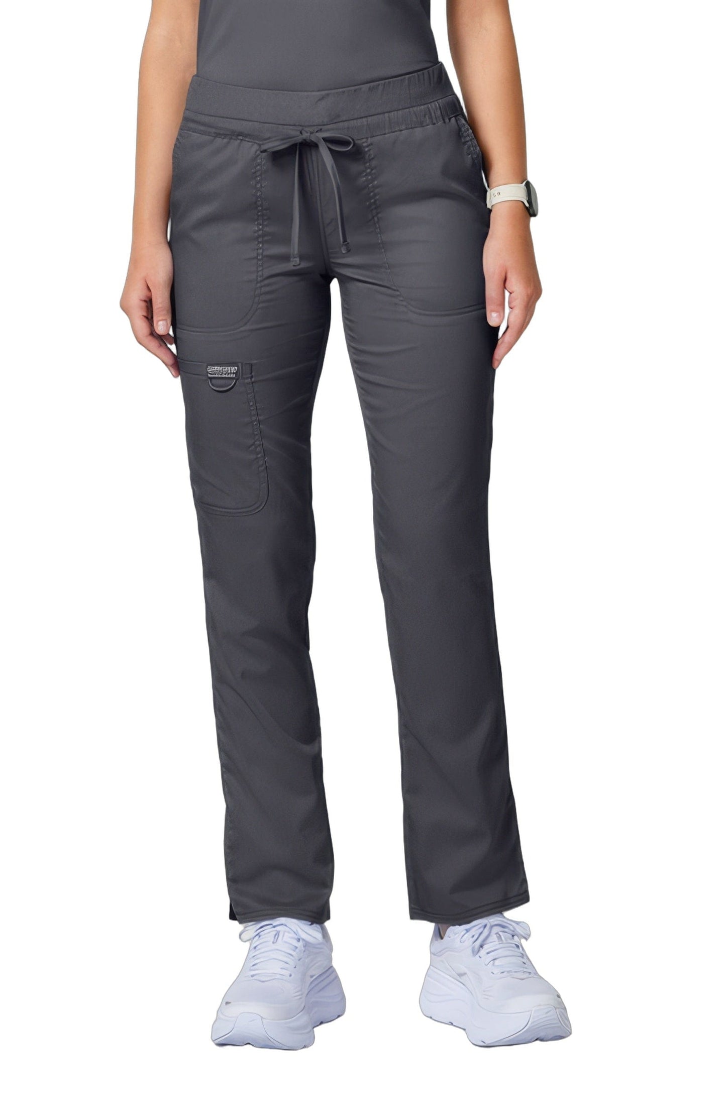 Cherokee Workwear Revolution WW105 Scrubs Pants Women's Mid Rise Tapered Leg Drawstring Pewter - Pewter