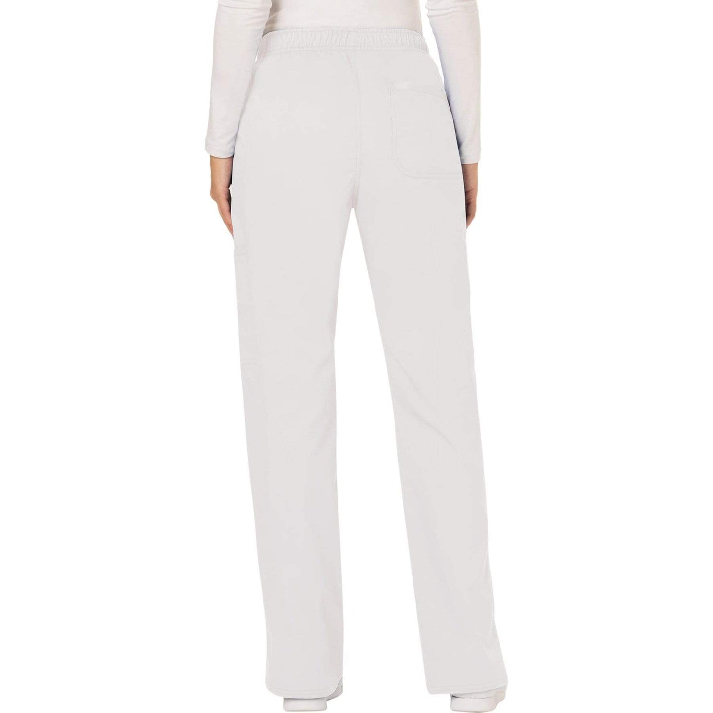 Cherokee Scrubs Pants Cherokee Workwear Revolution WW120 Scrubs Pants Women's Mid Rise Flare Drawstring White