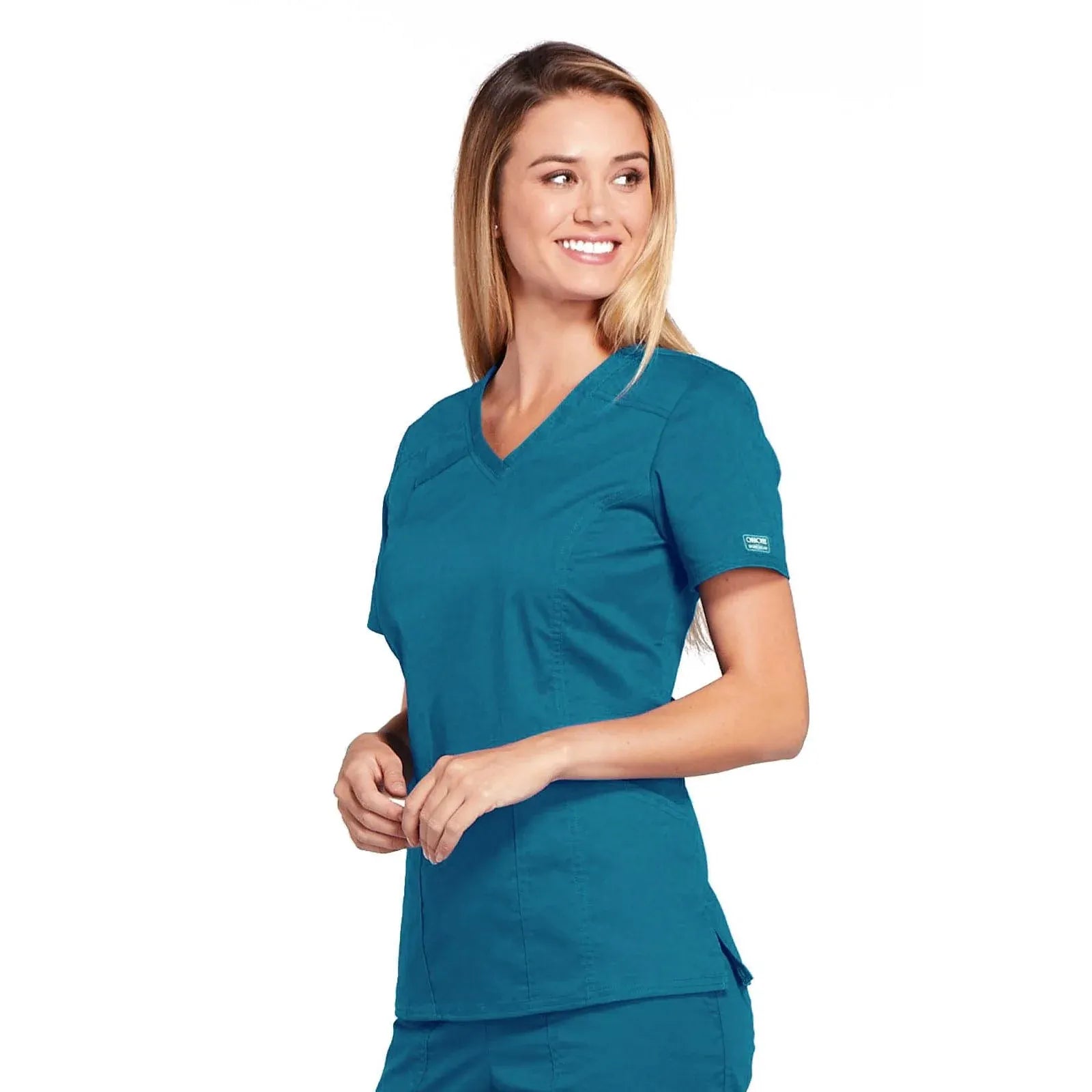 Cherokee Top Cherokee Workwear Top WW Core Stretch V-Neck Top Caribbean Blue