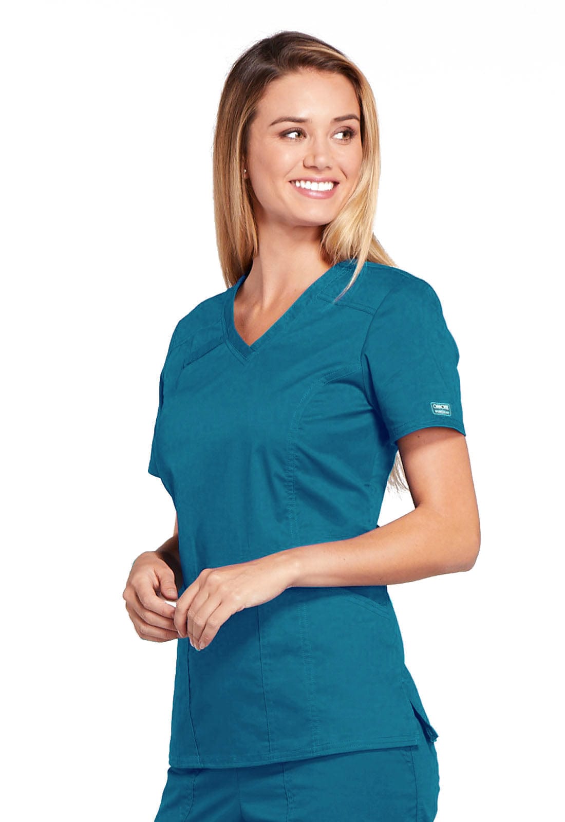 Cherokee Top Cherokee Workwear Top WW Core Stretch V-Neck Top Caribbean Blue