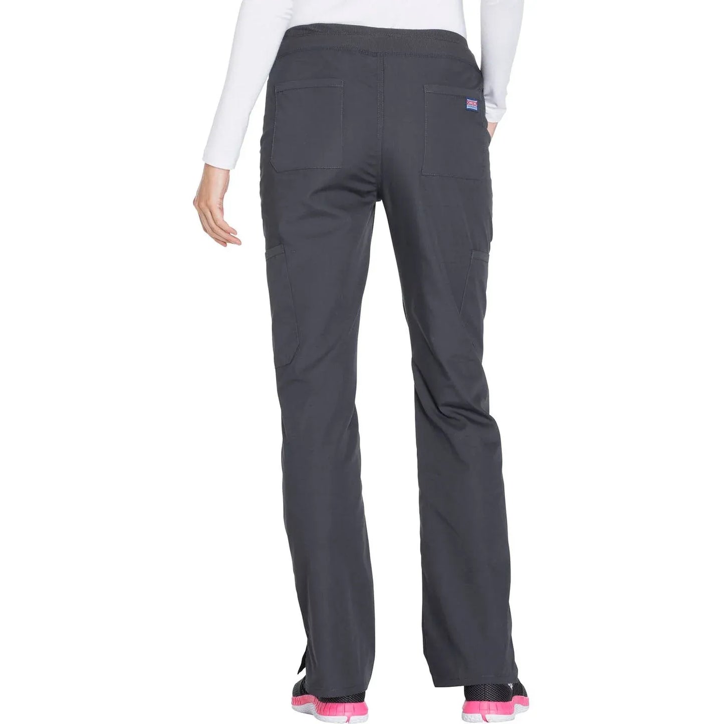 Cherokee Scrubs Pants Cherokee Workwear WW210 Scrubs Pants Womens Mid Rise Straight Leg Pull-on Cargo Pewter