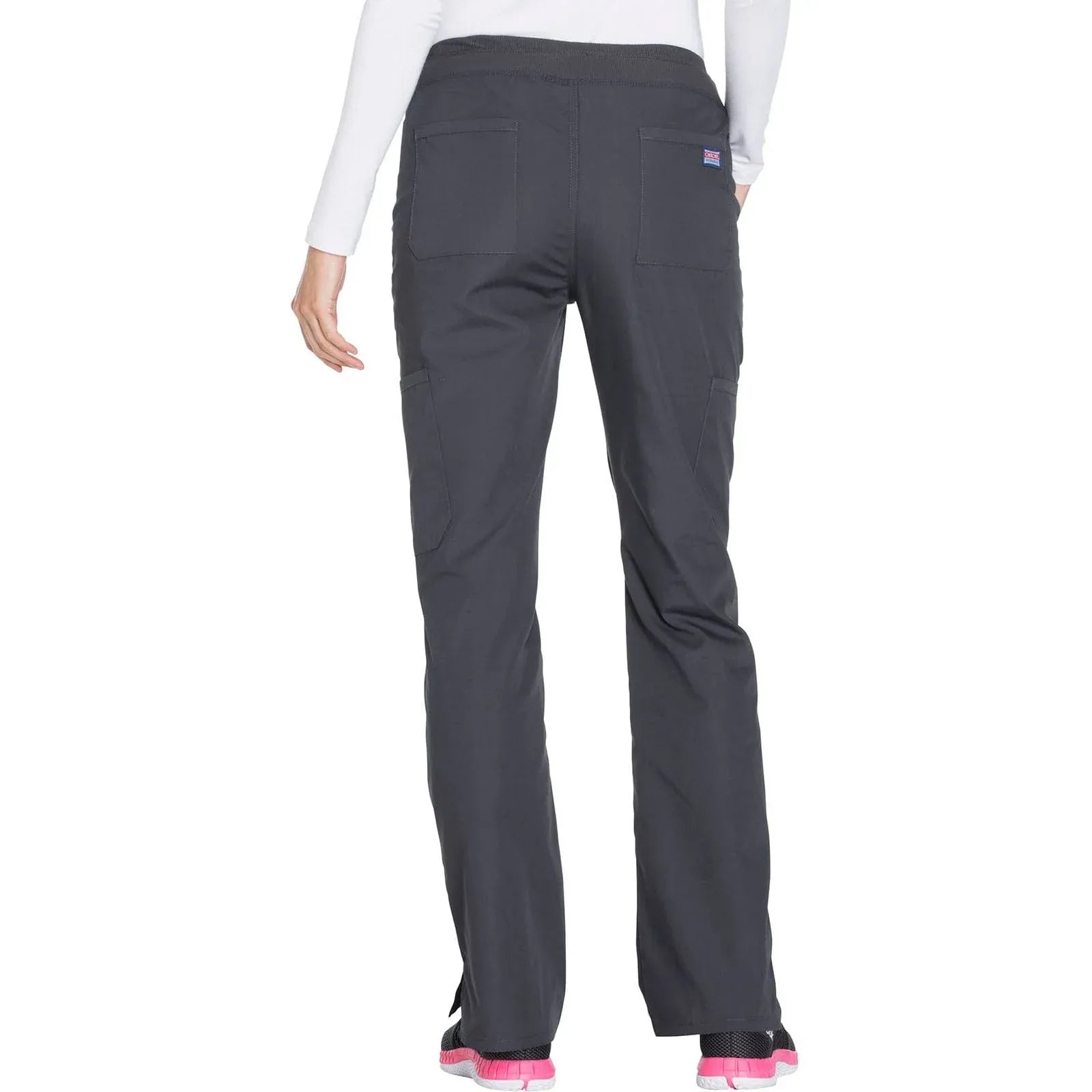 Cherokee Scrubs Pants Cherokee Workwear WW210 Scrubs Pants Womens Mid Rise Straight Leg Pull-on Cargo Pewter