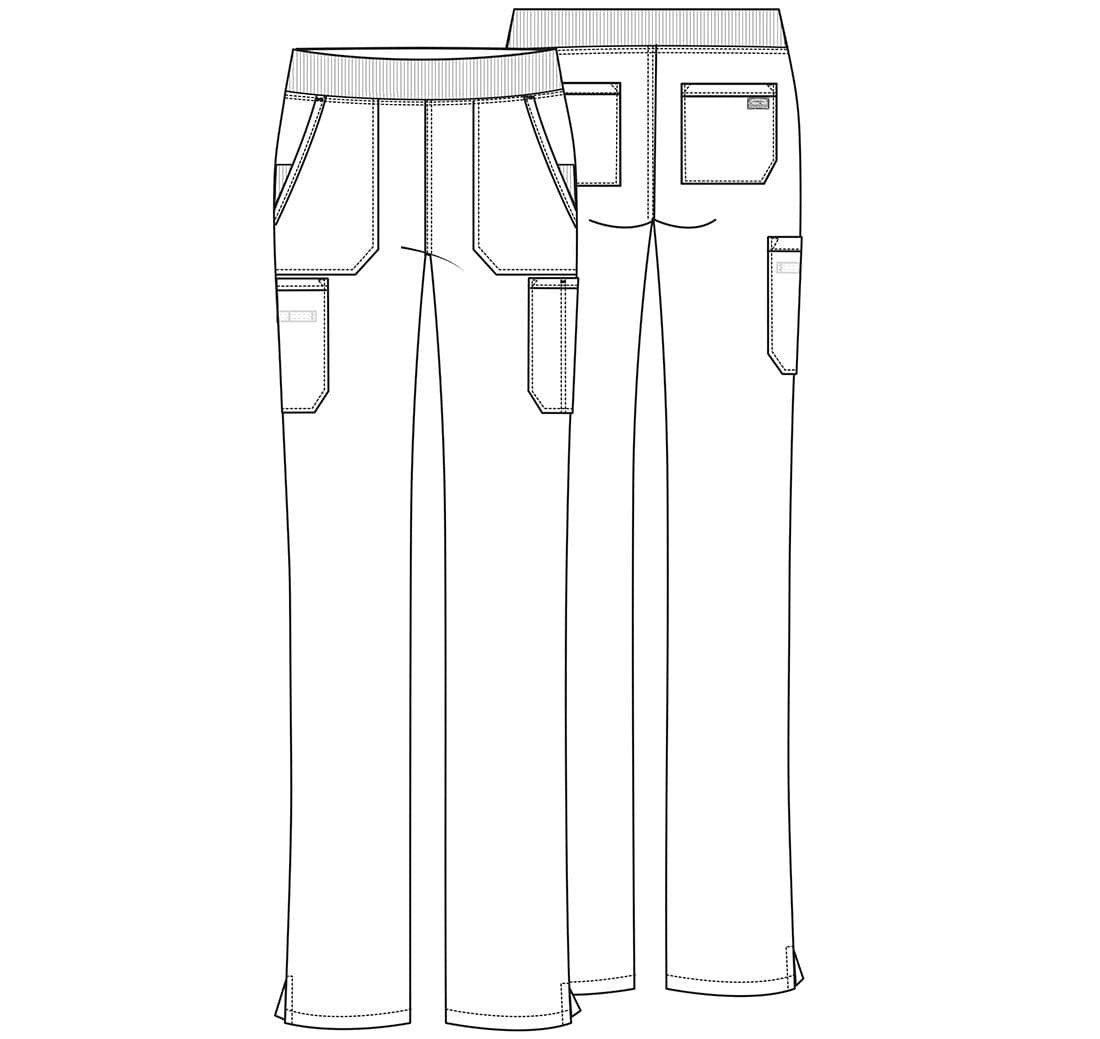 Cherokee Scrubs Pants Cherokee Workwear WW210 Scrubs Pants Womens Mid Rise Straight Leg Pull-on Cargo Pewter