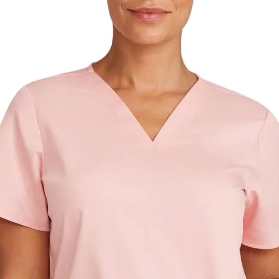 Cherokee Workwear WW620 V-Neck Scrubs Top with Patch Pockets Pink Essence