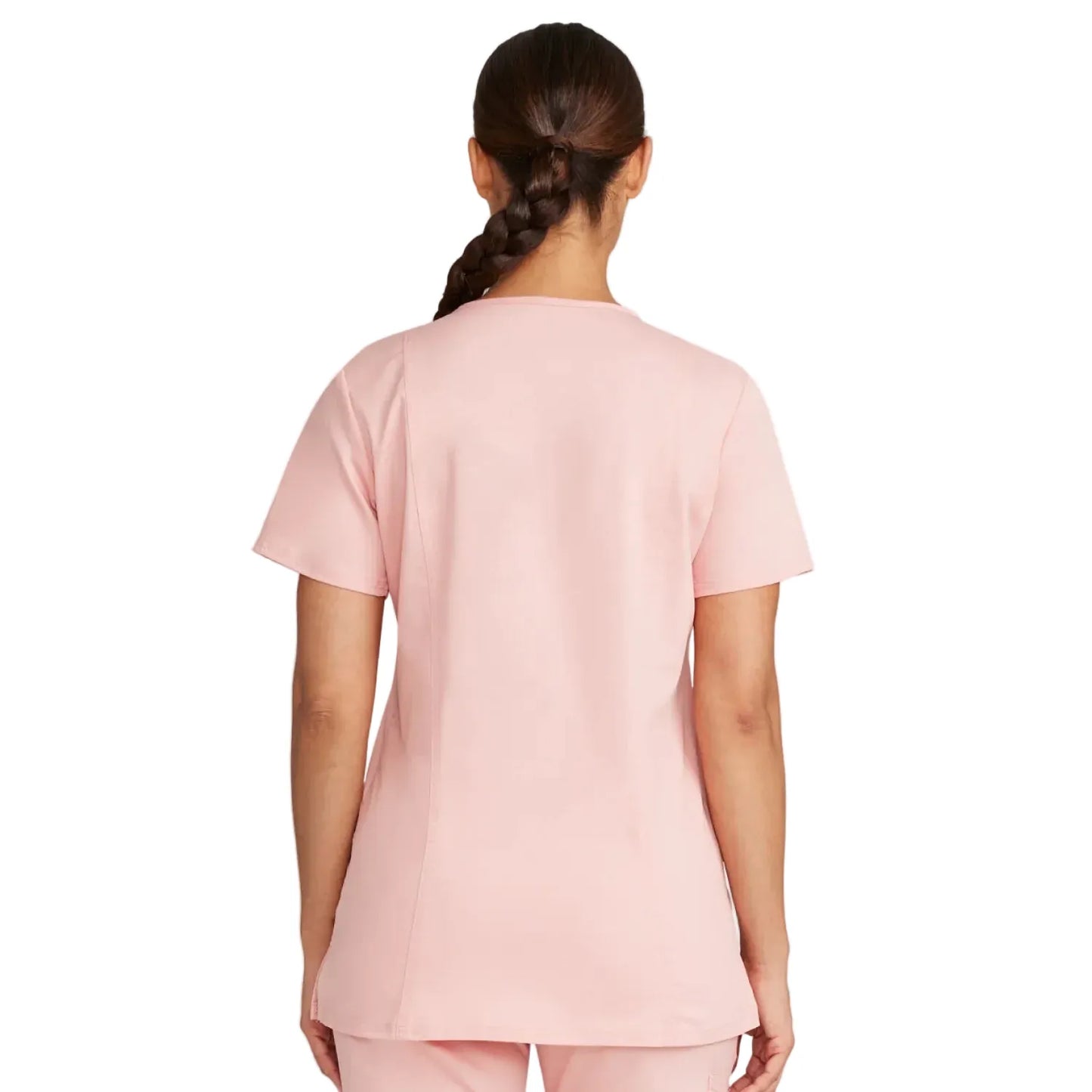 Cherokee Workwear WW620 V-Neck Scrubs Top with Patch Pockets Pink Essence