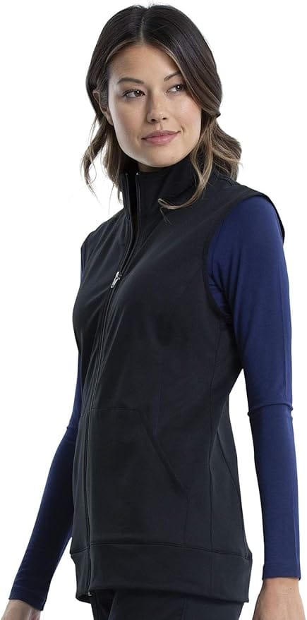 Cherokee WW Revolution WW521 Zip Front Knit Vest Black