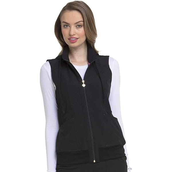 Cherokee WW Revolution WW521 Zip Front Knit Vest Black