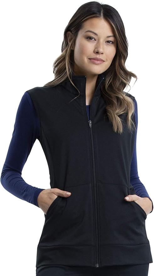 Cherokee WW Revolution WW521 Zip Front Knit Vest Black