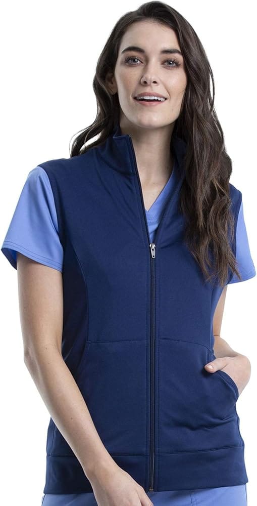 Cherokee WW Revolution WW521 Zip Front Knit Vest Navy